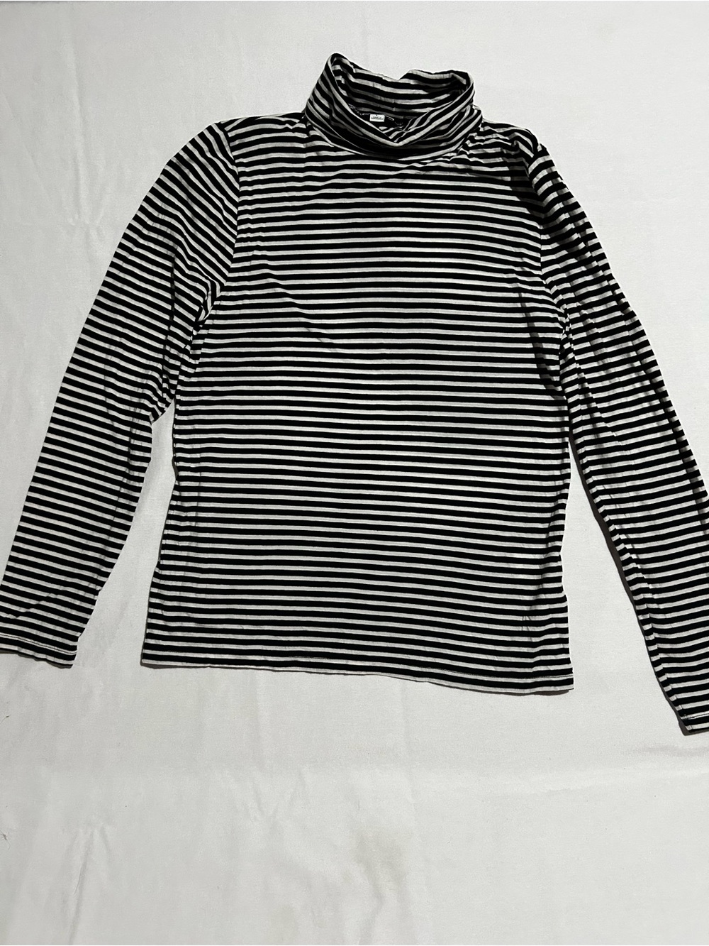 J. Crew Black & White Striped Turtleneck Long Sleeve Tee